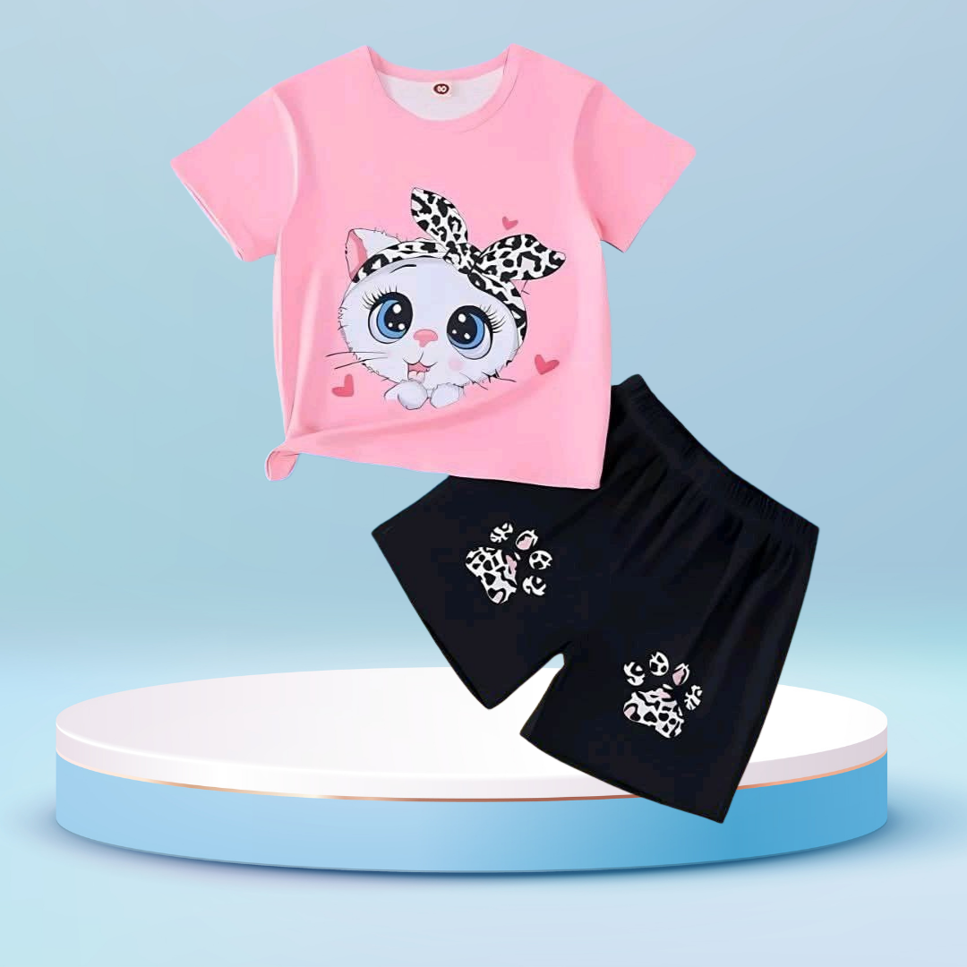 Cat printed  T-Shirt Set | Soft Cotton | Hit for Summer – Kiddy Choice (ID: 9065009053940)