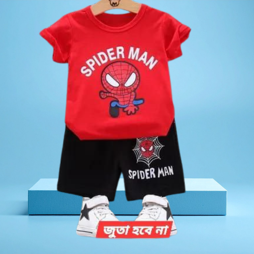 Spriderman   printed  T-Shirt Set | Soft Cotton | Hit for Summer – Kiddy Choice (ID: 9106016502004)