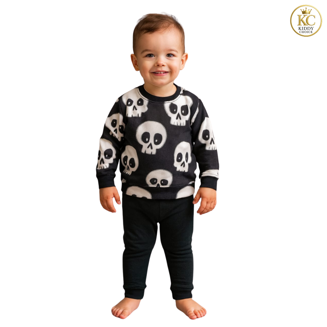 KIDDY CHOICE Boys’ Stylish Winter Set – Yellow & Black Sweat Outfit (ID: 9165887570164)