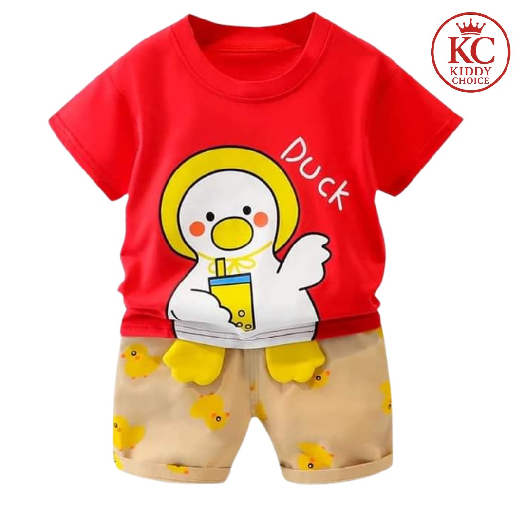 Duck Print T-shirt Set for Kids – Cotton, GSM 180 | Summer Wear | 6m-6y (ID: 9006526759156)