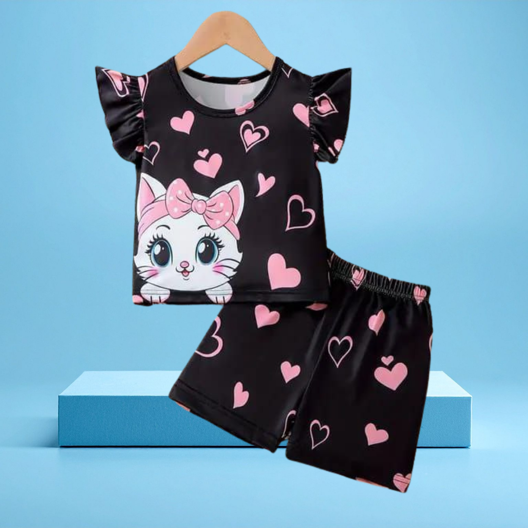 Love cat printed  T-Shirt Set | Soft Cotton | Hit for Summer – Kiddy Choice (ID: 9106016239860)